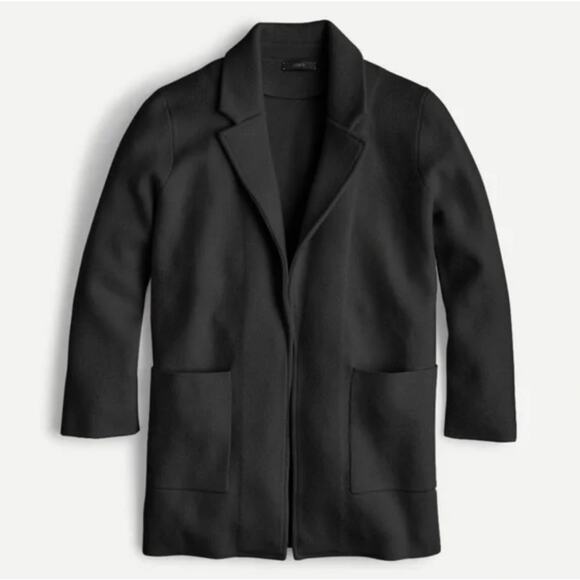 J Crew Black Sophie J0244 Open Front Relaxed Fit Blazer Sweater Jacket Small - Picture 1 of 10